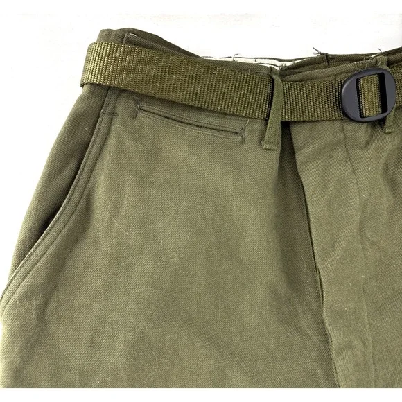 WWII U.S. Army Field Trousers w Belt Wool OD 33 - 18 oz Button‎ Fly Small 30x30